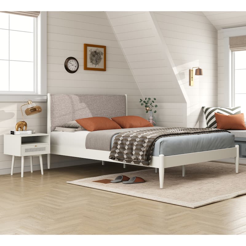 Roundhill Furniture Feeney 3-Piece Bedroom Set, Cream White, Queen