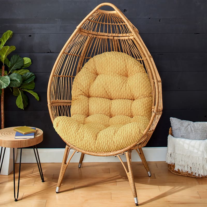 Sorra Home Indoor Soft Chunky Corduroy Egg Chair Replacement Cushion (Cushion Only) - 44 in x 27 in x 4 in - Becklee Mustard