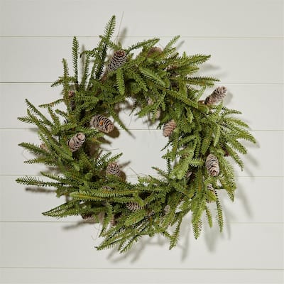 Pine and Pinecone Artificial Christmas Wreath - 24” - Unlit