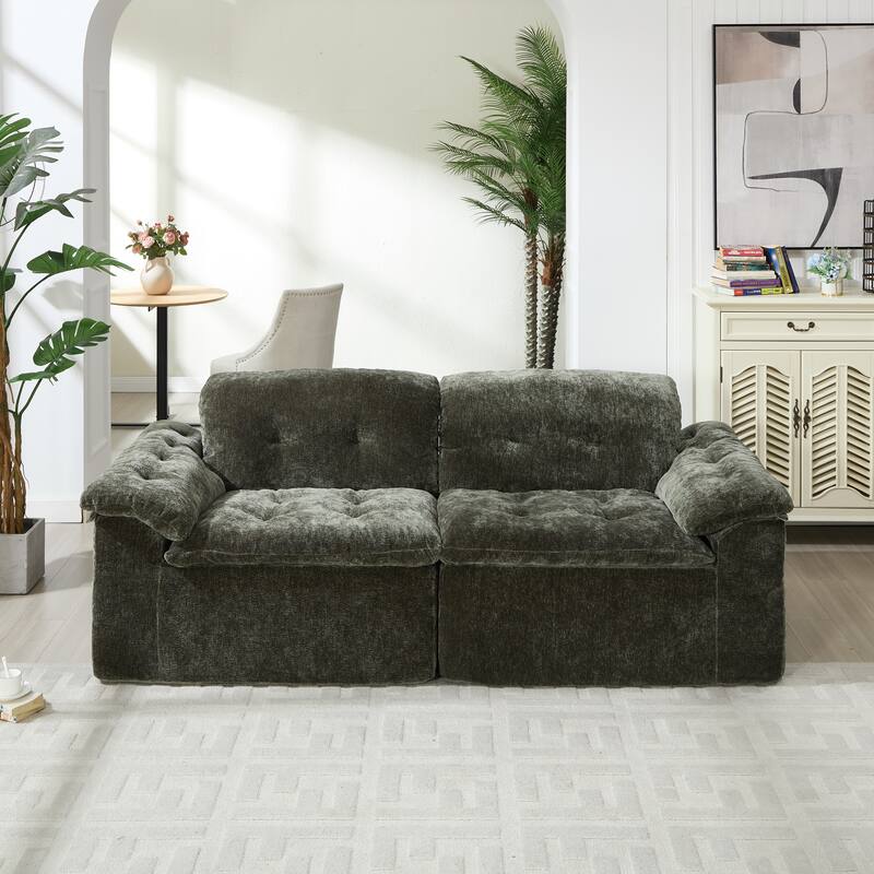 Modular Convertible Cushioned Sleeper Sofa Set - Emerald(2Seat)