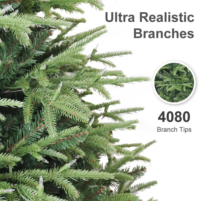 Puleo International 6.5' Pre-Lit Artificial Fraser Fir Tree with 800 Dual-Color LED Lights