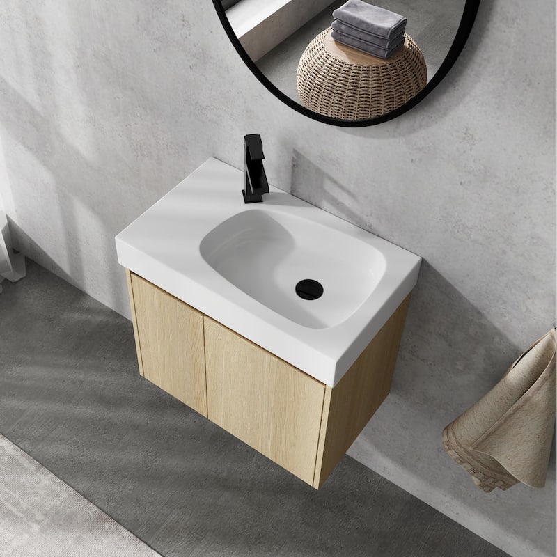Bathroom Vanity With Sink In 16/20/24/30/36 Inch, Floating Bathroom Vanity With Soft Close Door