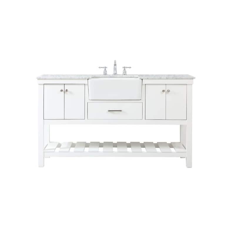 Elegant Lighting VF60160 Clement 60" Free Standing Single Basin Vanity - White - Painted