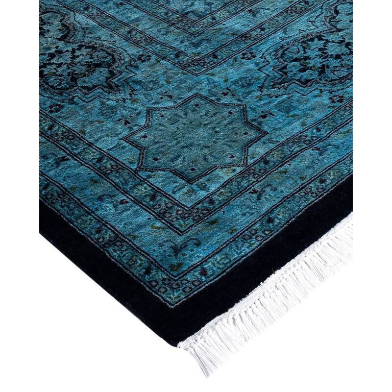 Overdyed, One-of-a-Kind Hand-Knotted Area Rug - Blue - 8' 2" x 16' 10"