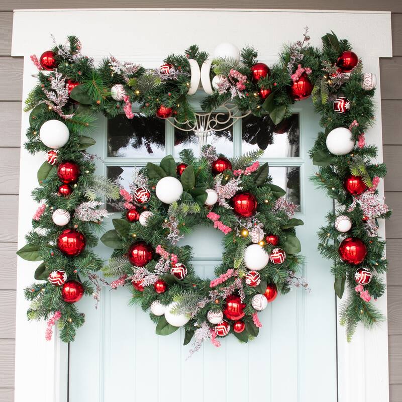 30 in. Lighted Christmas Wreath - Nordic - Red