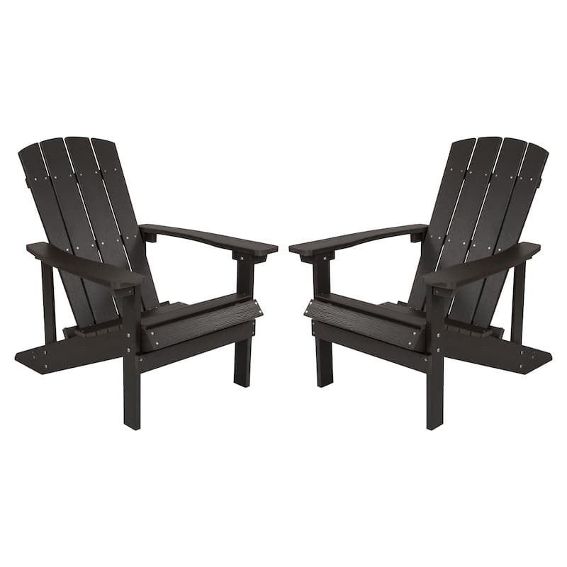 Outdoor All-Weather Poly Resin Wood Adirondack Chairs (Set of 2)