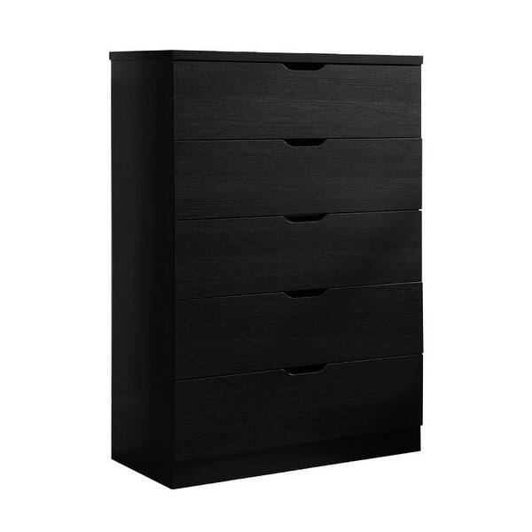 Tall Dresser Chest, 44 Inch Freestanding with 5 Drawers, Classic Black -  Bed Bath & Beyond - 42433374