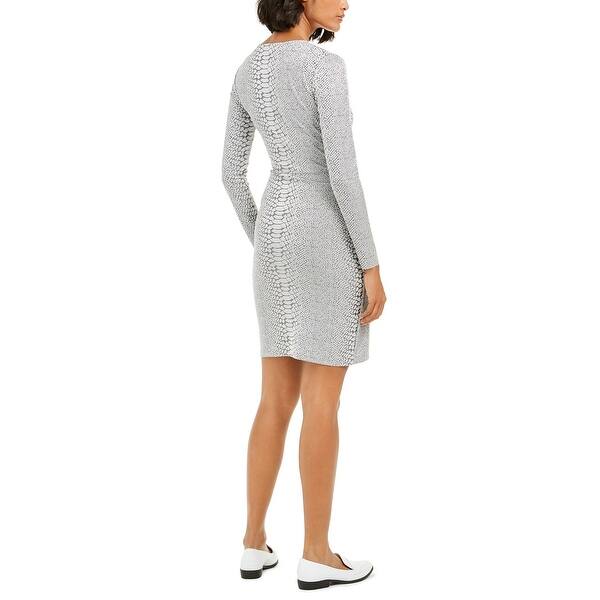French Connection Women's Long Sleeve Snake Jacquard Dress Silver Size 6 -  Bed Bath & Beyond - 40570951