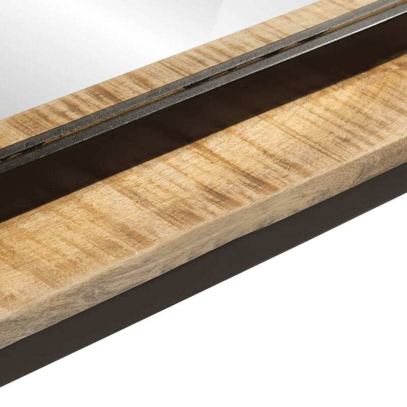 vidaXL Bathroom Mirror Natural wood and glass Solid mango wood, glass, iron - 3.1 in x 31.5 in x 21.7 in