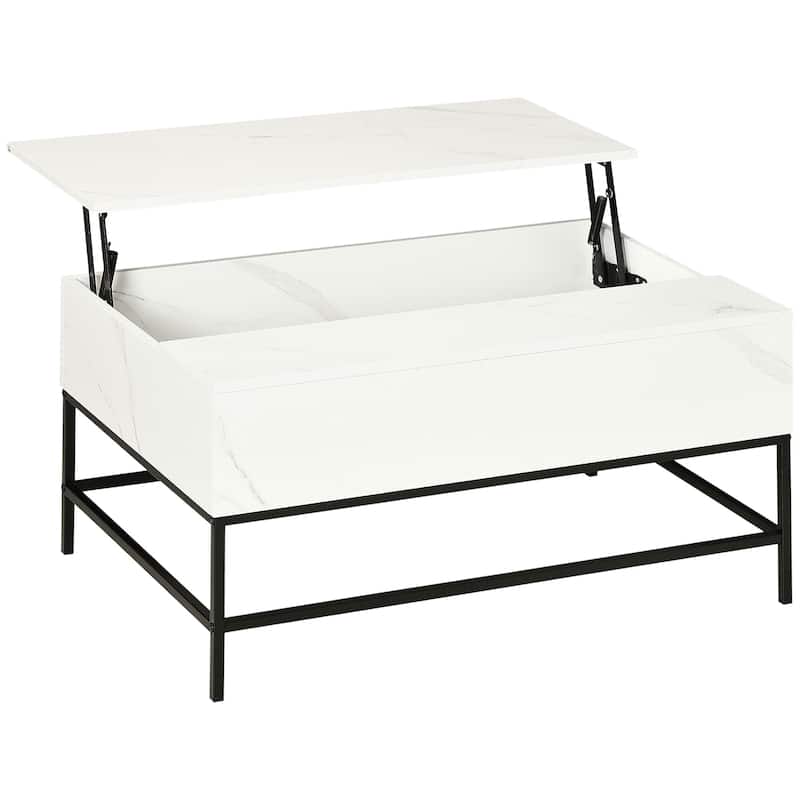 HOMCOM Lift Top Coffee Table with Hidden Storage Compartment and Steel Legs for Living Room