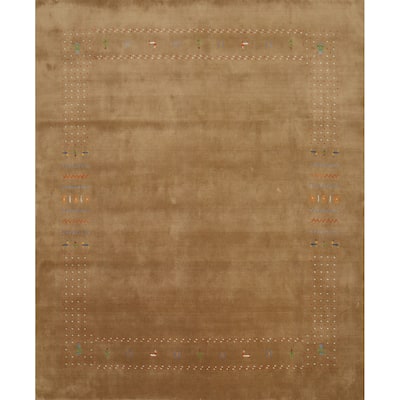 Hand Knotted Oriental 100% Wool Carpet Tribal Animal Pictorial Brown Gabbeh Area Rug - 8' 1'' X 7' 11''