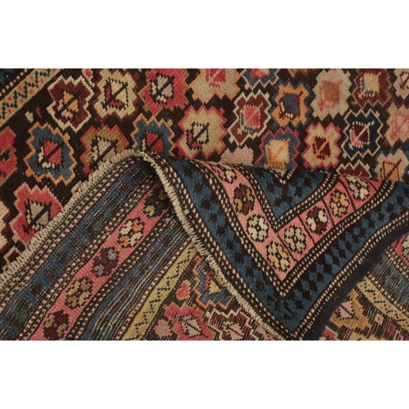 Hand Knotted Oriental 100% Wool Carpet Traditional Geometric Multi-Colored Kazak Area Rug - 5' 5'' X 3' 10''