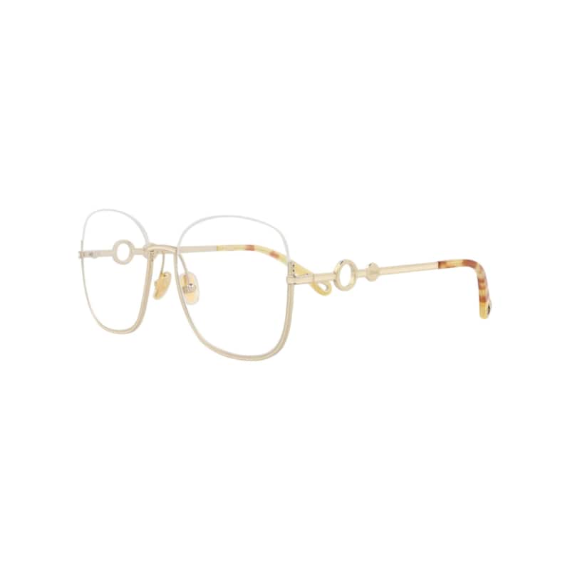 Chloé Square-Frame Metal Optical Frames, Transparent Lens, Shiny Classic Gold Frame