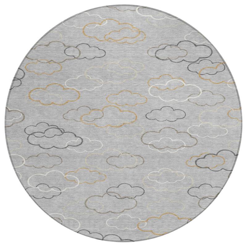Machine Washable Indoor/ Outdoor Modern Clouds Chantille Rug