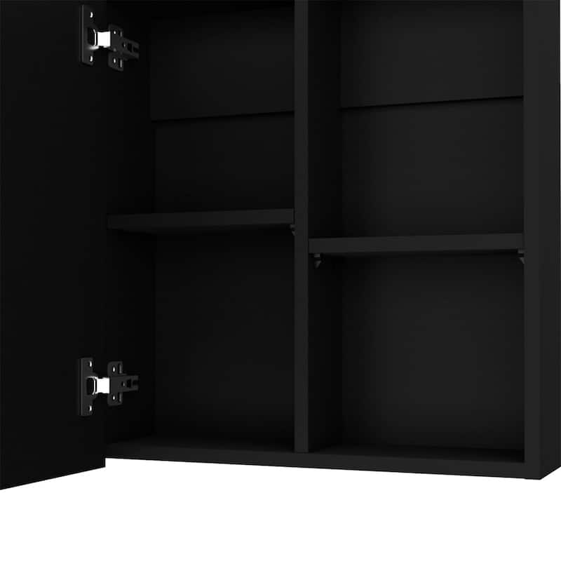 Clayton White Medicine Cabinet for Bathroom with Mirrored Door, Four Shelves, Space-Saving Design