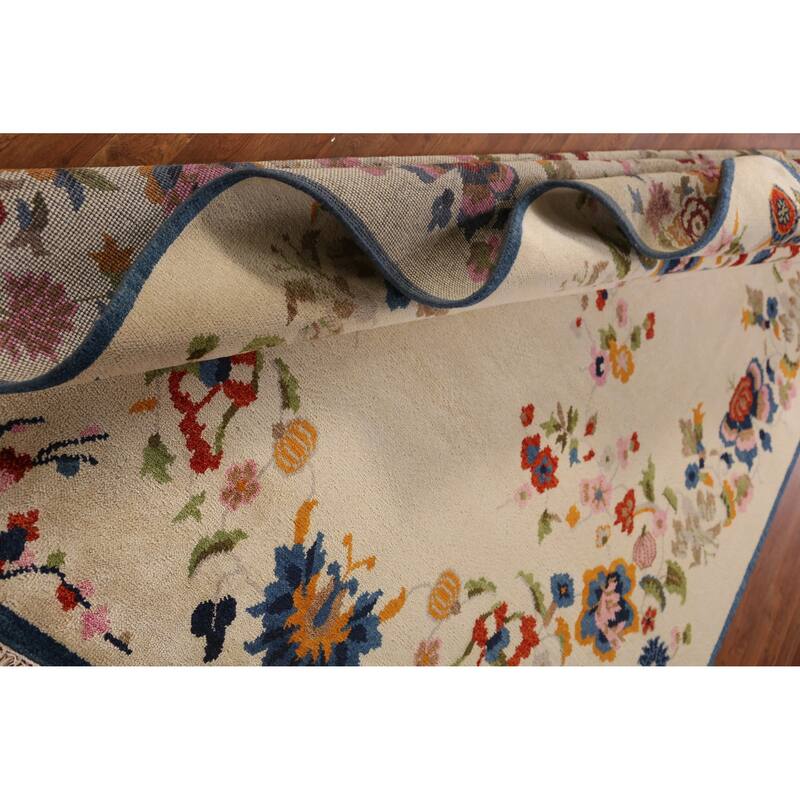Floral Heriz Serapi Indian Area Rug Handmade Wool Carpet - 7'9" x 9'9"