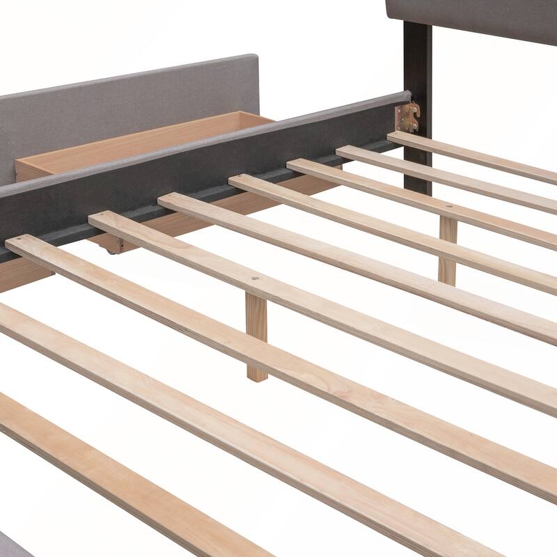 Upholstered Platform Bed with 2 Drawers and 1 Twin XL Trundle