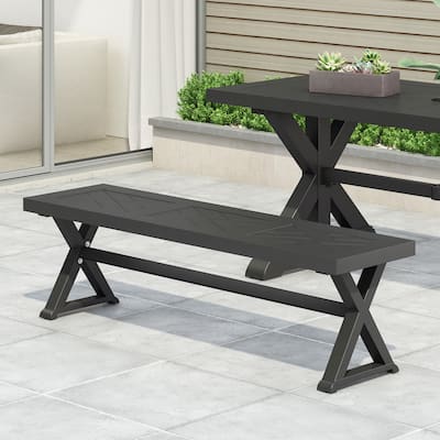 Roomfitters Outdoor Dining Bench, Stylish Bench, Durable Seating for Patio, Garden, and Backyard, Antique Matte Black Finish