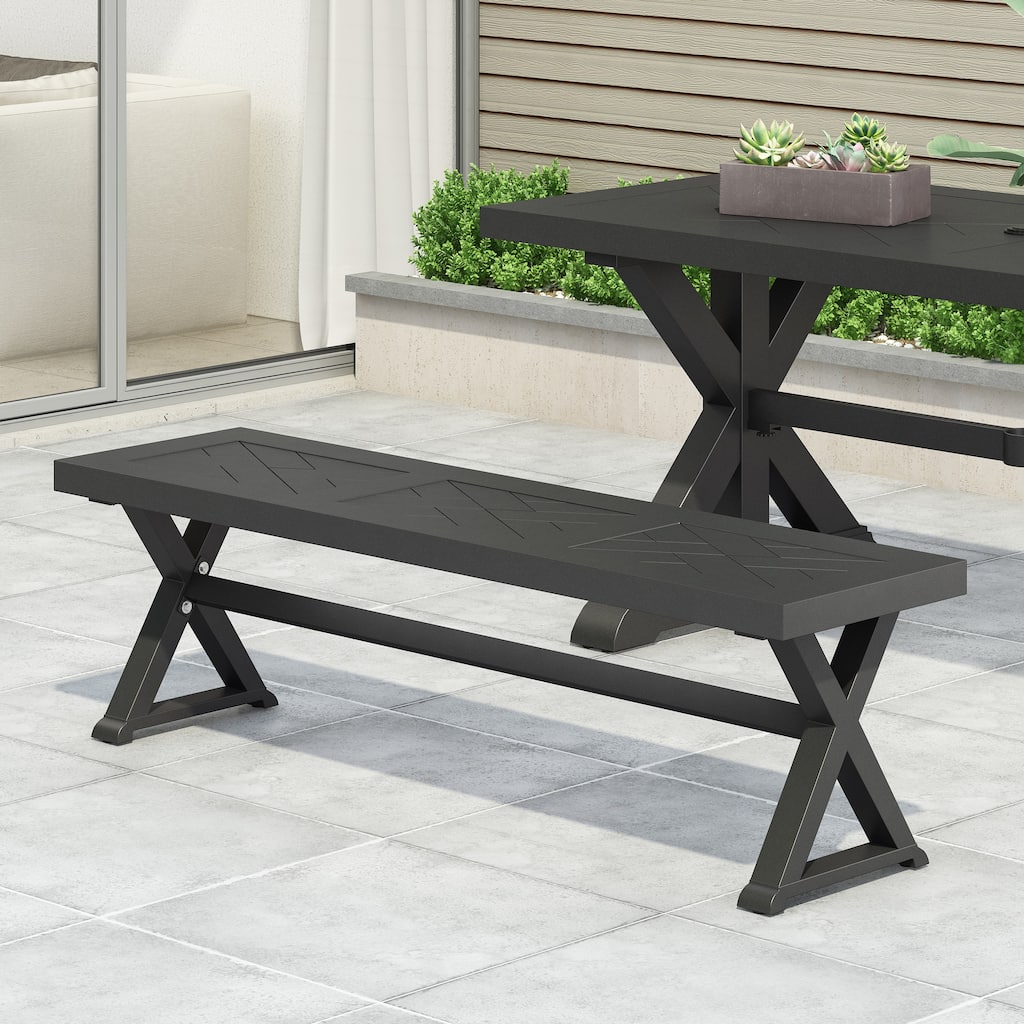 Roomfitters Outdoor Dining Bench, Stylish Bench, Durable Seating for Patio, Garden, and Backyard, Antique Matte Black Finish