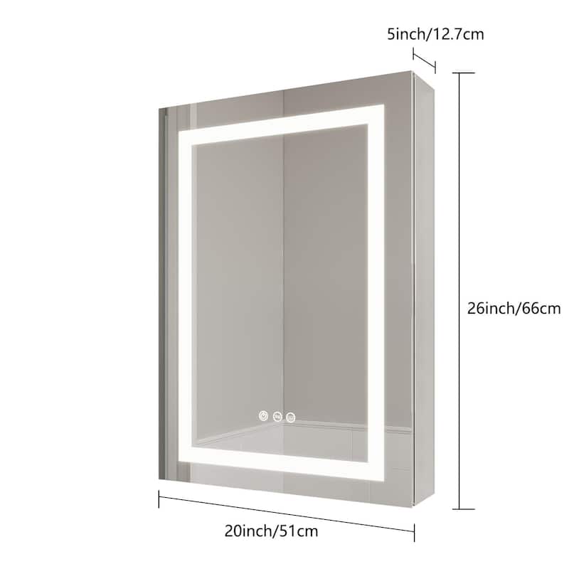 26x20 inch Bathroom Medicine Cabinet with LED Mirror