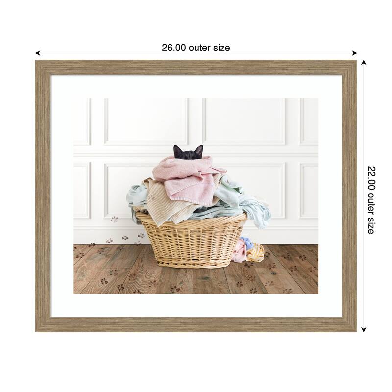 Kate and Laurel Framed Art Cat in a Basket Traditional Laundry by Amy Peterson