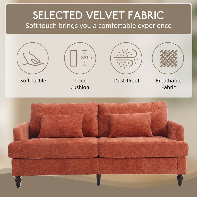 HOMEFUN Modern chenille Fabric Loveseat,2-Seat Upholstered Loveseat Sofa Modern Couch