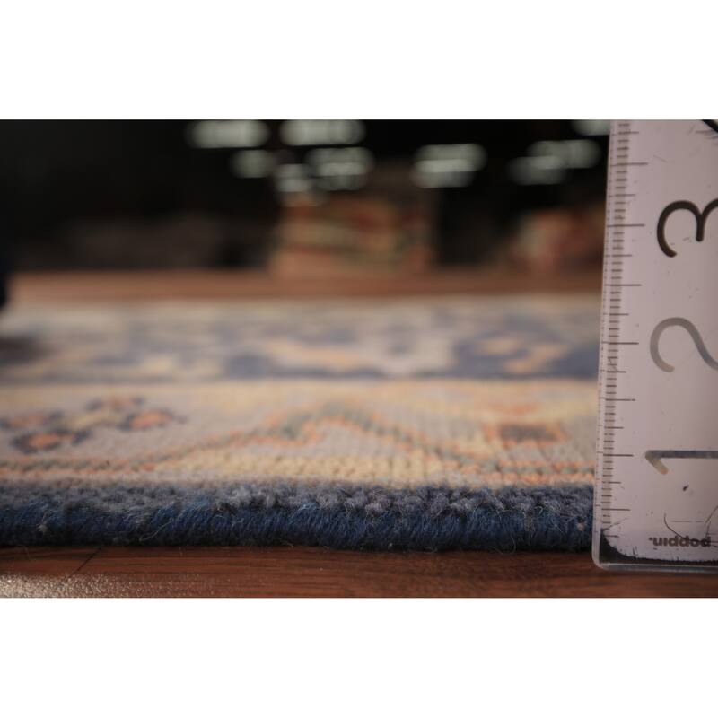 Blue Oushak Vegetable Dye Runner Rug Hand-Knotted Wool Carpet - 2'7" x 7'10"