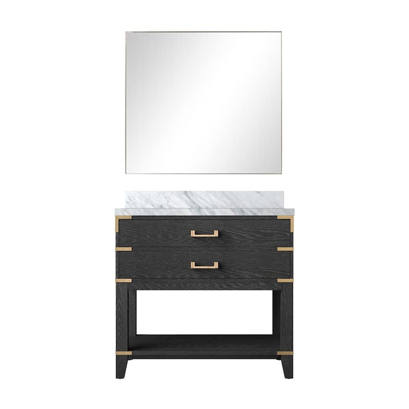 Norwalk Bath Vanity with Carrara Marble Top, Sink and Mirror