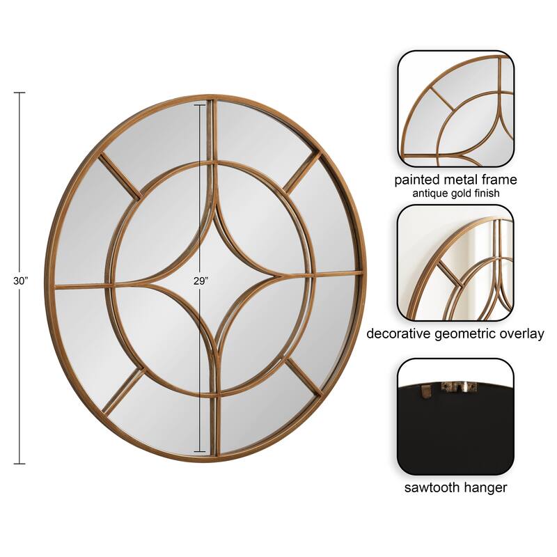 Kate and Laurel Angelis Overlaid Round Wall Mirror