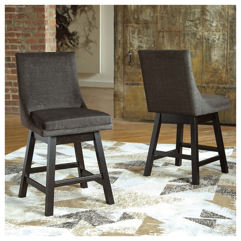 Tallenger Upholstered Swivel Stool (Set of 2) - Grey - Counter Height