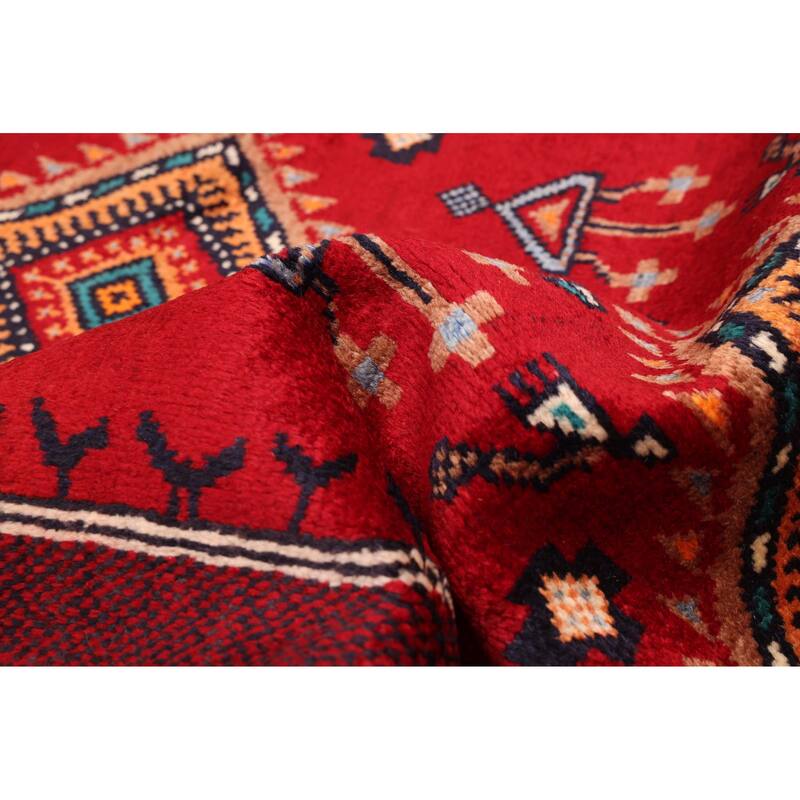 ECARPETGALLERY Hand-knotted Baluch Red Wool Rug - 3'10 x 7'10