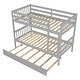 preview thumbnail 5 of 7, Twin Over Twin Wood Bunk Bed with Trundle, Safety Rail, and Ladder