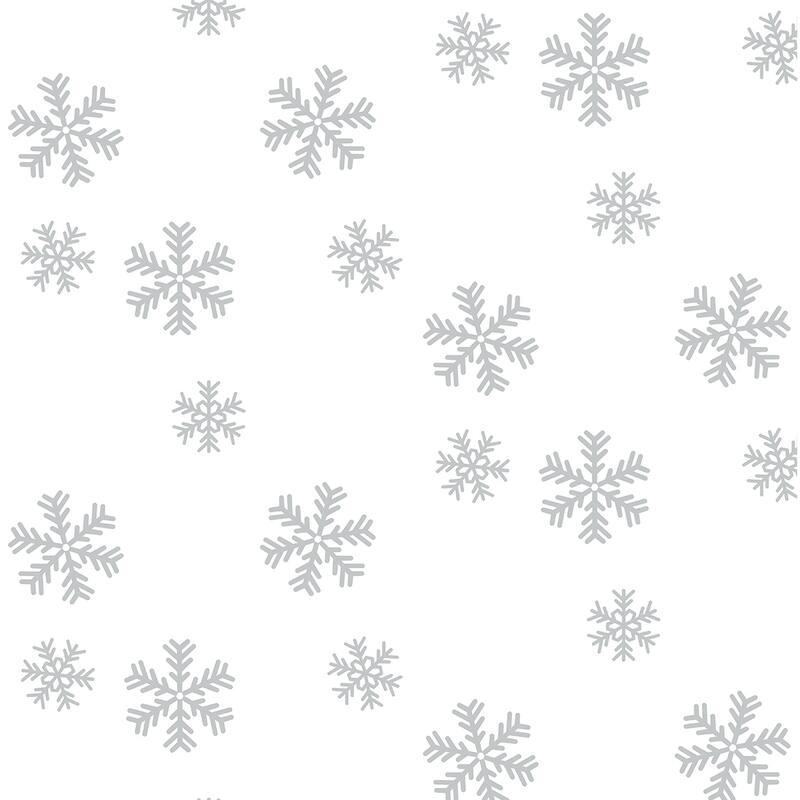 NextWall Snowflakes Peel and Stick Wallpaper - 20.5 in. W x 18 ft. L - Metallic Silver