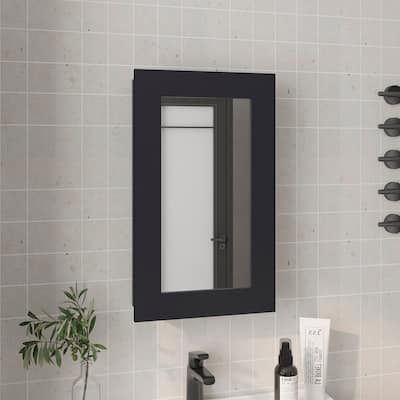 Compact Wall-Mounted Bathroom Medicine Cabinet with Mirror, 1 Door & 3 Shelves, Engineered Wood