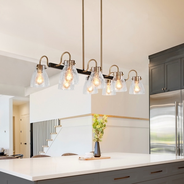 Lnc Dawn 8 Light Polished Brass and Brushed Black Modern Kitchen Island Light Under Cabinet Light Fixtures