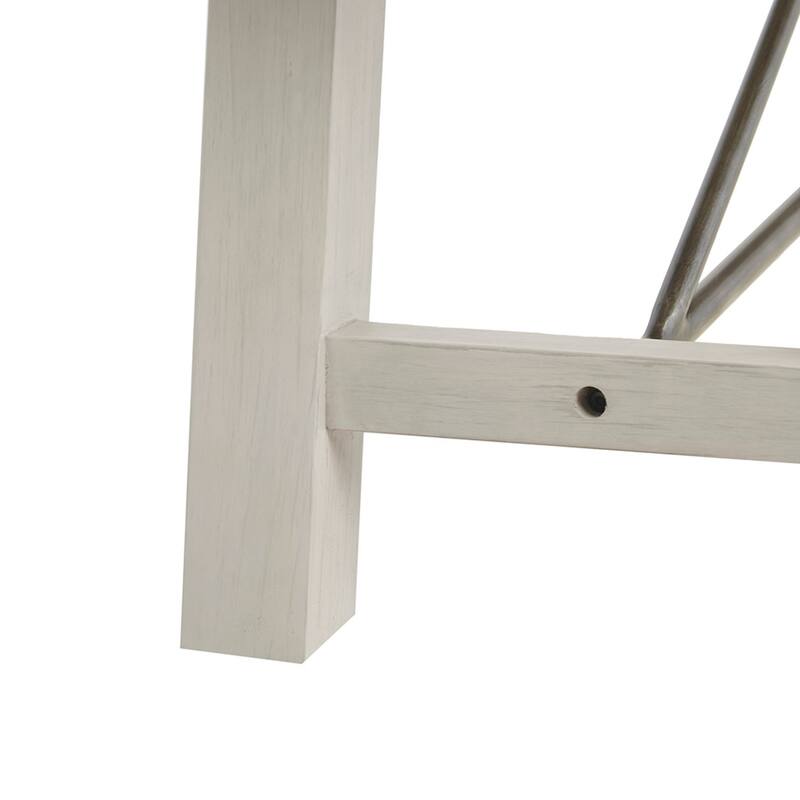 Roomfitters 66-Inch Solid Wood Dining Bench, Reclaimed White Wash Finish with Gray Iron Accents