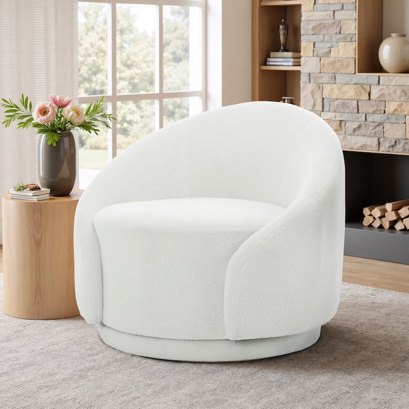 Modern Upholstered Swivel Barrel Chair Accent Lounge Chair