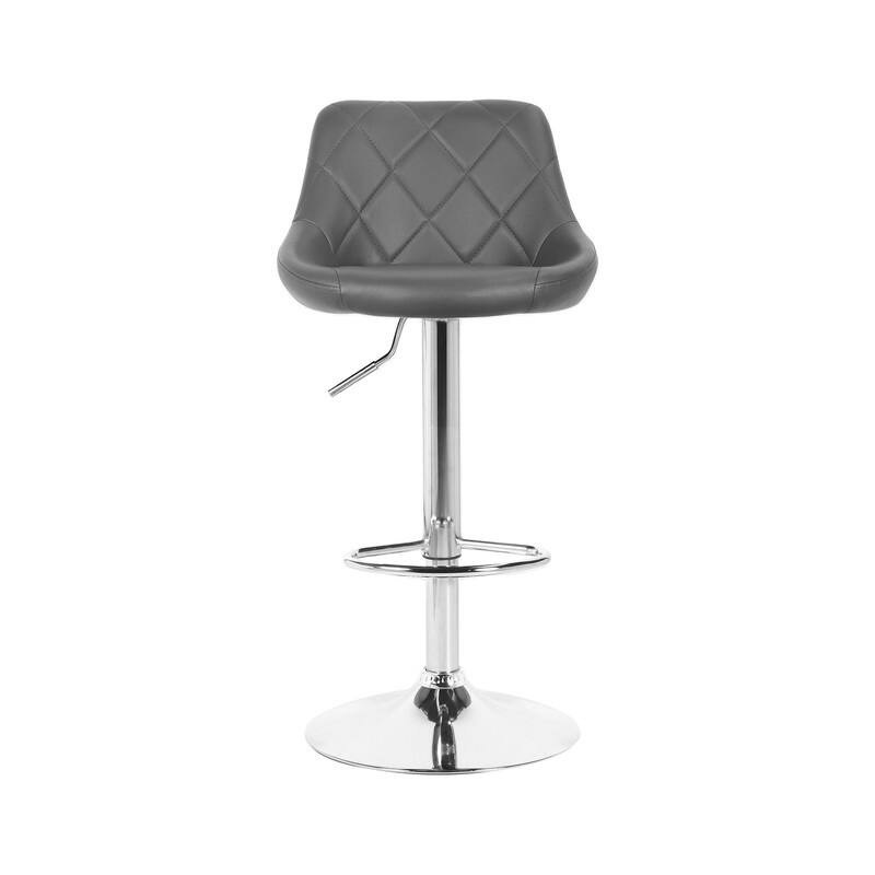 Porthos Home Rea Swivel Adjustable Height Bar Stool, PU Leather, Chrome Base