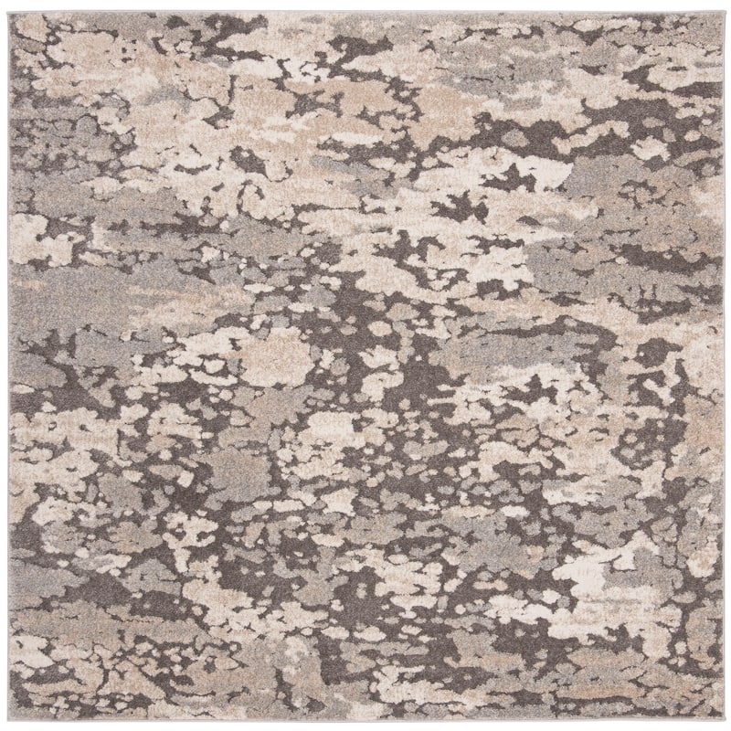 SAFAVIEH Spirit Pansy Modern Abstract Rug - 6'7" Square - Taupe/Grey