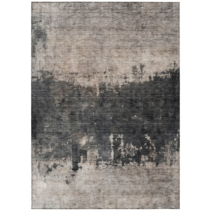 Machine Washable Indoor/ Outdoor Abstract Contemporary Chantille Rug