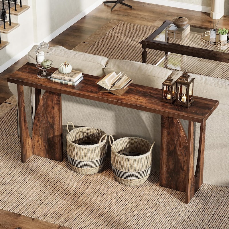 70.9 Inches Extra Long Narrow Console Table for Entryway, Walnut
