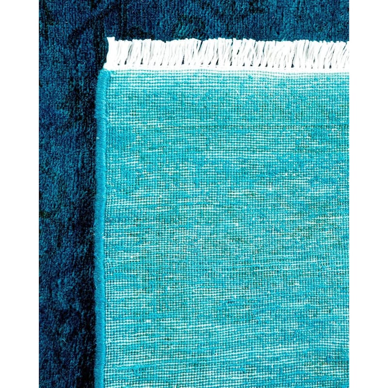 Overton Hand Knotted Wool Vintage Inspired Modern Contemporary Overdyed Blue Area Rug - 3' 1" x 5' 1"