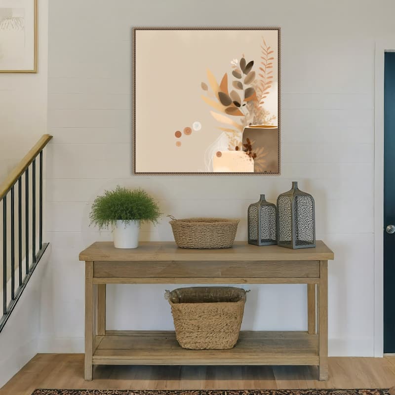 Abstract Earthy Tones by Bella Eve Framed Canvas Wall Art Print - Sylvie Beaded Gold