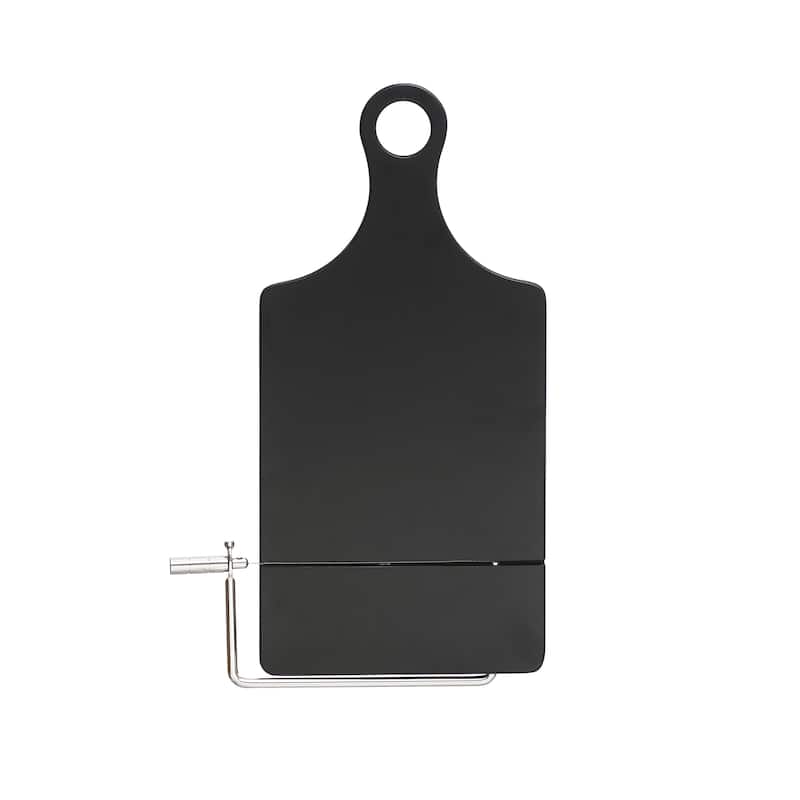 Acacia Wood Cheese Slicer with Stainless Steel End Grain - 13.3"L x 8.0"W x 0.8"H - 13.3"L x 8.0"W x 0.8"H - Black