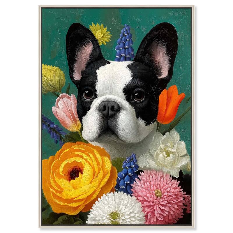 Secret Garden Frenchie Canvas by Art Remedy - Silver - 10" x 15"