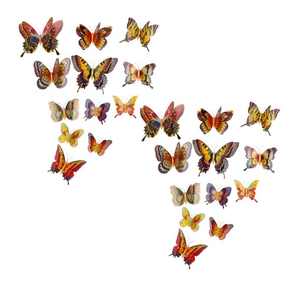 24pcs 3D Butterfly Wall Stickers Decal Sticker for Wedding Decoration Gold Tone - Gold Tone