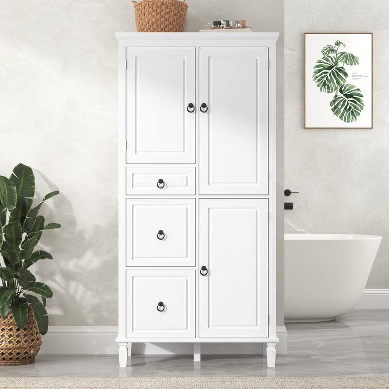 Retro Multi-Functional Storage Cabinet With Adjustable Shelves
