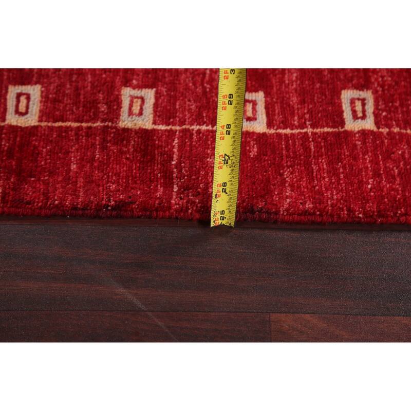 Red Gabbeh Kashkoli Oriental Wool Runner Rug Handmade Staircase Carpet - 2'9" x 10'1"