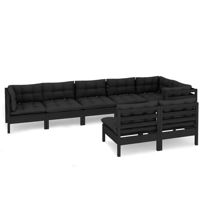 vidaXL Solid Pinewood Patio Lounge Set 9 Piece with Cushions Multi Colors - 25" x 25" x 24.6"