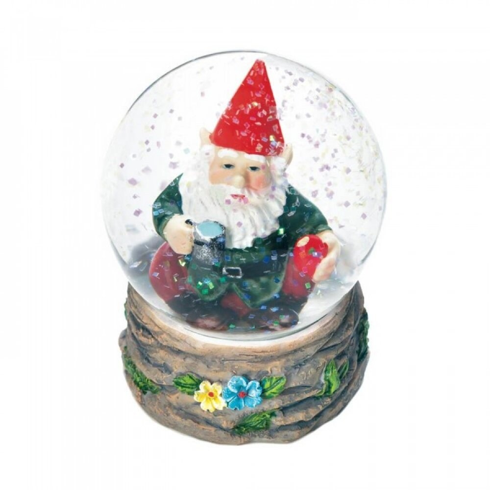 Shop Set Of 2 Coffee Break Gnome Mini Snow Globes Overstock